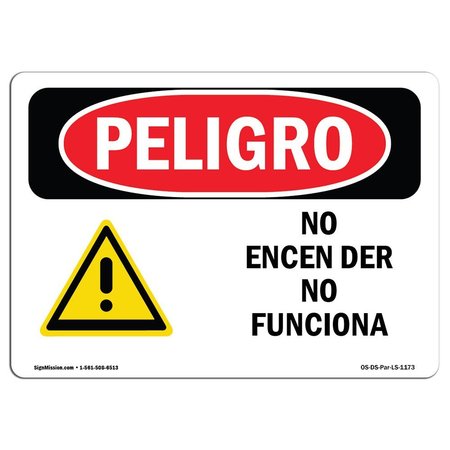 SIGNMISSION OSHA Danger, Do Not Start Out Of Order Spanish, 5in X 3.5in Decal, 10PK, OS-DS-D-35-LS-1173-10PK OS-DS-D-35-LS-1173-10PK
